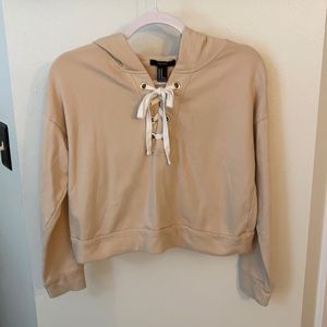 Tan cropped forever21 hoodie M